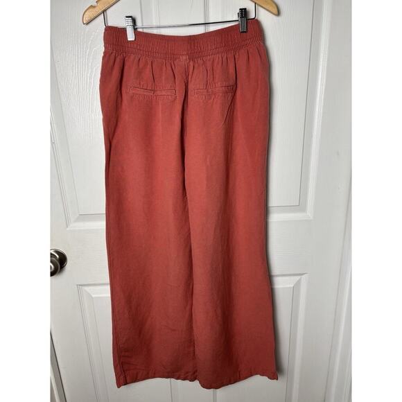 A New Day Pants M Linen Blend Terracotta Pull On Cropped Soft Girl Casual Travel - Picture 2 of 6